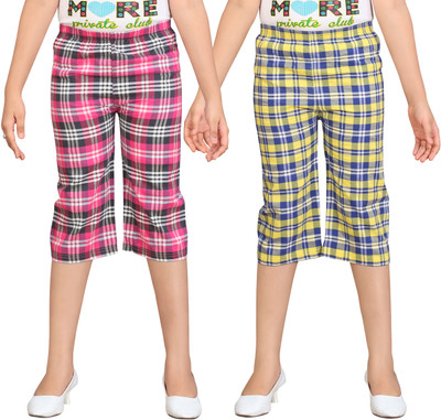 

Sini Mini Capri For Girls Casual Checkered Cotton(Multicolor Pack of 2
