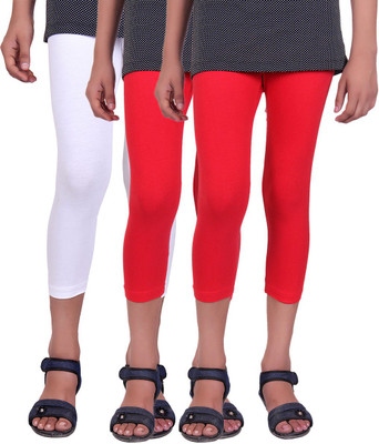 

Alisha Capri For Girls Casual Solid Cotton(Multicolor Pack of 3, Red;white