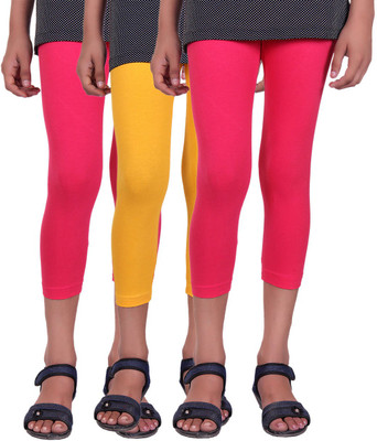 

Alisha Capri For Girls Casual Solid Cotton(Multicolor Pack of 3, Rani;yellow