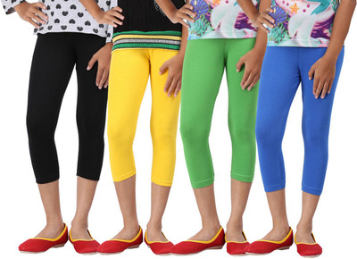 

Greenwich Capri For Girls Casual Solid Cotton(Multicolor Pack of 4, Black;blue;green;yellow