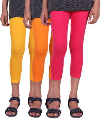 

Alisha Capri For Girls Casual Solid Cotton(Multicolor Pack of 3, Orange;rani;yellow