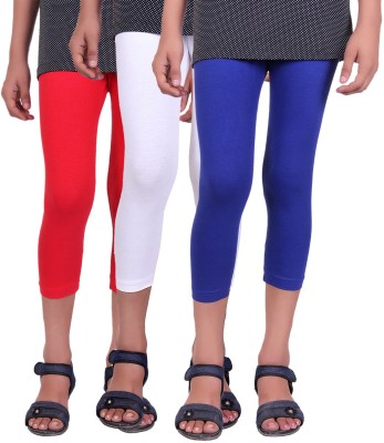 

Alisha Capri For Girls Casual Solid Cotton(Multicolor Pack of 3, Red;royal blue;white