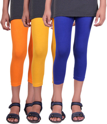 

Alisha Capri For Girls Casual Solid Cotton(Multicolor Pack of 3, Orange;royal blue;yellow