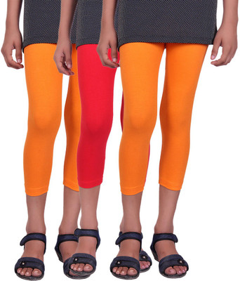 

Alisha Capri For Girls Casual Solid Cotton(Multicolor Pack of 3, Orange;red