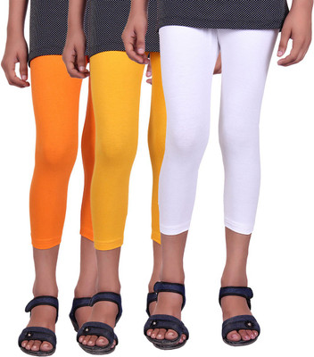 

Alisha Capri For Girls Casual Solid Cotton(Multicolor Pack of 3, Orange;white;yellow