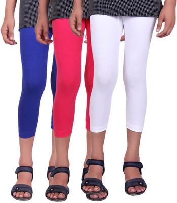 

Alisha Capri For Girls Casual Solid Cotton(Multicolor Pack of 3, Rani;royal blue;white