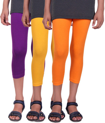 

Alisha Capri For Girls Casual Solid Cotton(Multicolor Pack of 3, Orange;purple;yellow