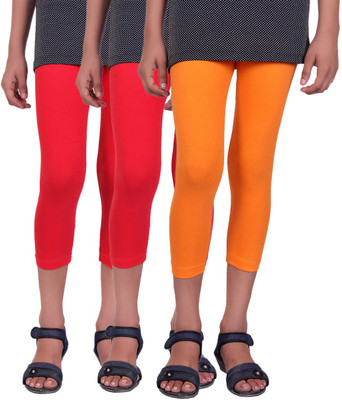 

Alisha Capri For Girls Casual Solid Cotton(Multicolor Pack of 3, Orange;red