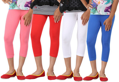 

Greenwich Capri For Girls Casual Solid Cotton(Multicolor Pack of 4, Blue;ltpink;red;white