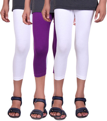 

Alisha Capri For Girls Casual Solid Cotton(Multicolor Pack of 3, Purple;white