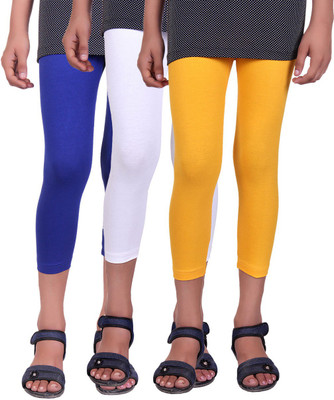 

Alisha Capri For Girls Casual Solid Cotton(Multicolor Pack of 3, Royal blue;white;yellow