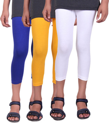 

Alisha Capri For Girls Casual Solid Cotton(Multicolor Pack of 3, Royal blue;white;yellow