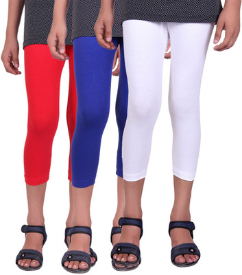 

Alisha Capri For Girls Casual Solid Cotton(Multicolor Pack of 3, Red;royal blue;white