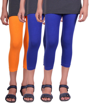

Alisha Capri For Girls Casual Solid Cotton(Multicolor Pack of 3, Orange;royal blue