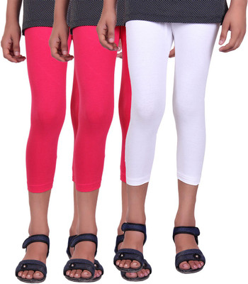 

Alisha Capri For Girls Casual Solid Cotton(Multicolor Pack of 3, Rani;white