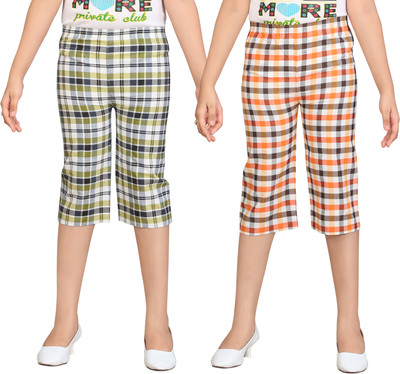 

Sini Mini Capri For Girls Casual Checkered Cotton(Multicolor Pack of 2