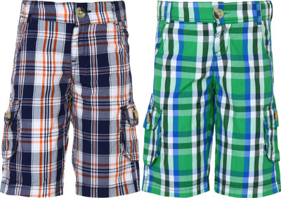 

Joven Capri For Boys Casual Checkered Cotton(Multicolor Pack of 2, Multi colour