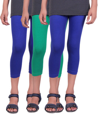 

Alisha Capri For Girls Casual Solid Cotton(Multicolor Pack of 3, Green;royal blue