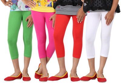 

Greenwich Capri For Girls Casual Solid Cotton(Multicolor Pack of 4, Fucshia;green;red;white