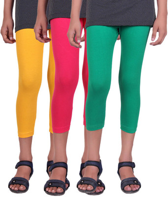 

Alisha Capri For Girls Casual Solid Cotton(Multicolor Pack of 3, Green;rani;yellow