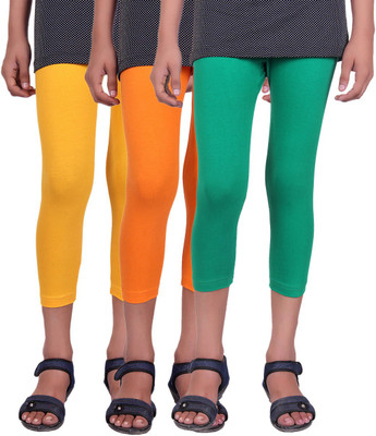

Alisha Capri For Girls Casual Solid Cotton(Multicolor Pack of 3, Green;orange;yellow