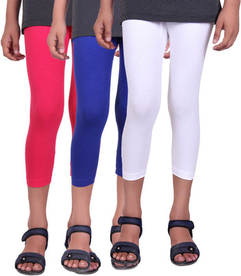

Alisha Capri For Girls Casual Solid Cotton(Multicolor Pack of 3, Rani;royal blue;white