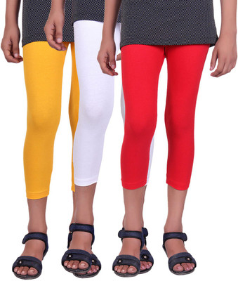 

Alisha Capri For Girls Casual Solid Cotton(Multicolor Pack of 3, Red;white;yellow