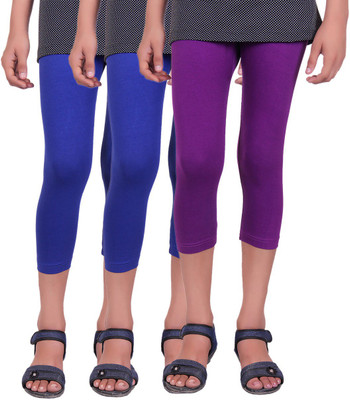 

Alisha Capri For Girls Casual Solid Cotton(Multicolor Pack of 3, Purple;royal blue