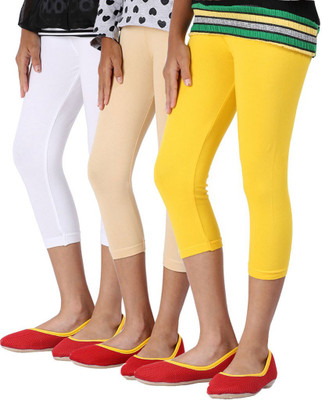 

Greenwich Capri For Girls Casual Solid Cotton(Multicolor Pack of 3, Beige;white;yellow