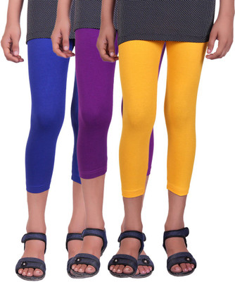 

Alisha Capri For Girls Casual Solid Cotton(Multicolor Pack of 3, Purple;royal blue;yellow