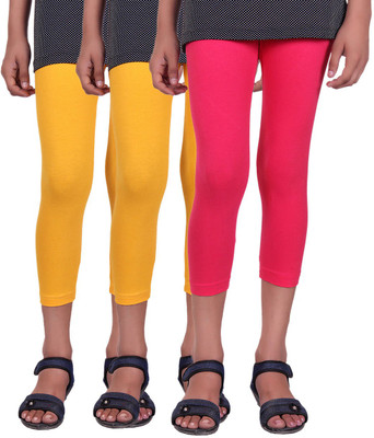 

Alisha Capri For Girls Casual Solid Cotton(Multicolor Pack of 3, Rani;yellow