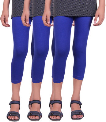 

Alisha Capri For Girls Casual Solid Cotton(Multicolor Pack of 3, Royal blue