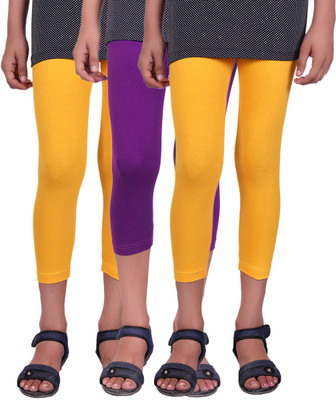 

Alisha Capri For Girls Casual Solid Cotton(Multicolor Pack of 3, Purple;yellow