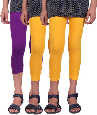 

Alisha Capri For Girls Casual Solid Cotton(Multicolor Pack of 3, Purple;yellow