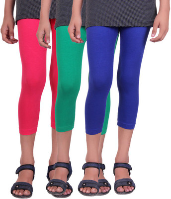 

Alisha Capri For Girls Casual Solid Cotton(Multicolor Pack of 3, Green;rani;royal blue
