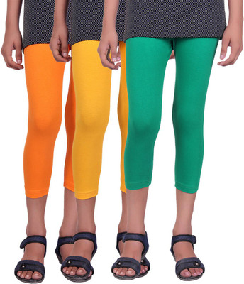 

Alisha Capri For Girls Casual Solid Cotton(Multicolor Pack of 3, Green;orange;yellow