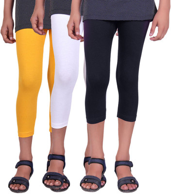 

Alisha Capri For Girls Casual Solid Cotton(Multicolor Pack of 3, Black;white;yellow