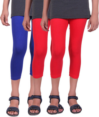 

Alisha Capri For Girls Casual Solid Cotton(Multicolor Pack of 3, Red;royal blue