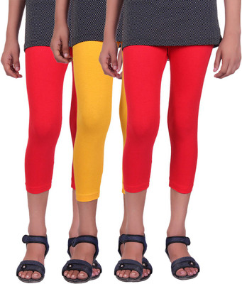 

Alisha Capri For Girls Casual Solid Cotton(Multicolor Pack of 3, Red;yellow