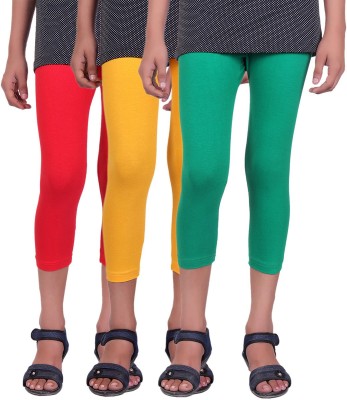 

Alisha Capri For Girls Casual Solid Cotton(Multicolor Pack of 3, Green;red;yellow