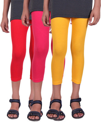 

Alisha Capri For Girls Casual Solid Cotton(Multicolor Pack of 3, Rani;red;yellow