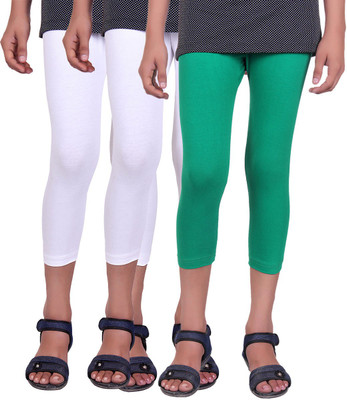 

Alisha Capri For Girls Casual Solid Cotton(Multicolor Pack of 3, Green;white