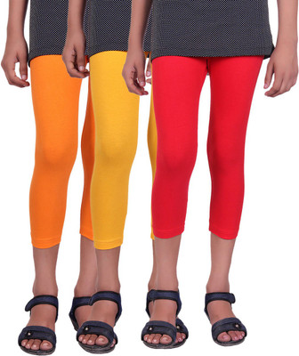 

Alisha Capri For Girls Casual Solid Cotton(Multicolor Pack of 3, Orange;red;yellow