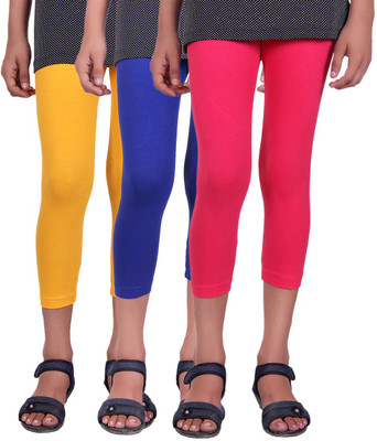 

Alisha Capri For Girls Casual Solid Cotton(Multicolor Pack of 3, Rani;royal blue;yellow