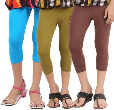 

Greenwich Capri For Girls Casual Solid Cotton(Multicolor Pack of 3, Dk.brown;olive green;turk.blue