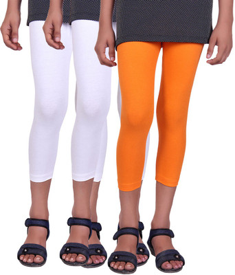 

Alisha Capri For Girls Casual Solid Cotton(Multicolor Pack of 3, Orange;white