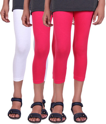 

Alisha Capri For Girls Casual Solid Cotton(Multicolor Pack of 3, Rani;white