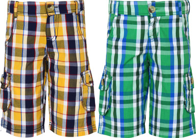 

Joven Capri For Boys Casual Checkered Cotton(Multicolor Pack of 2, Multi colour