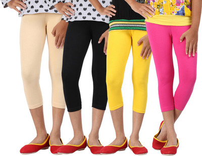 

Greenwich Capri For Girls Casual Solid Cotton(Multicolor Pack of 4, Beige;black;fucshia;yellow