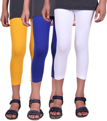 

Alisha Capri For Girls Casual Solid Cotton(Multicolor Pack of 3, Royal blue;white;yellow